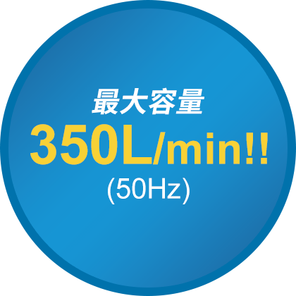 最大容量350L/min！（50Hz）